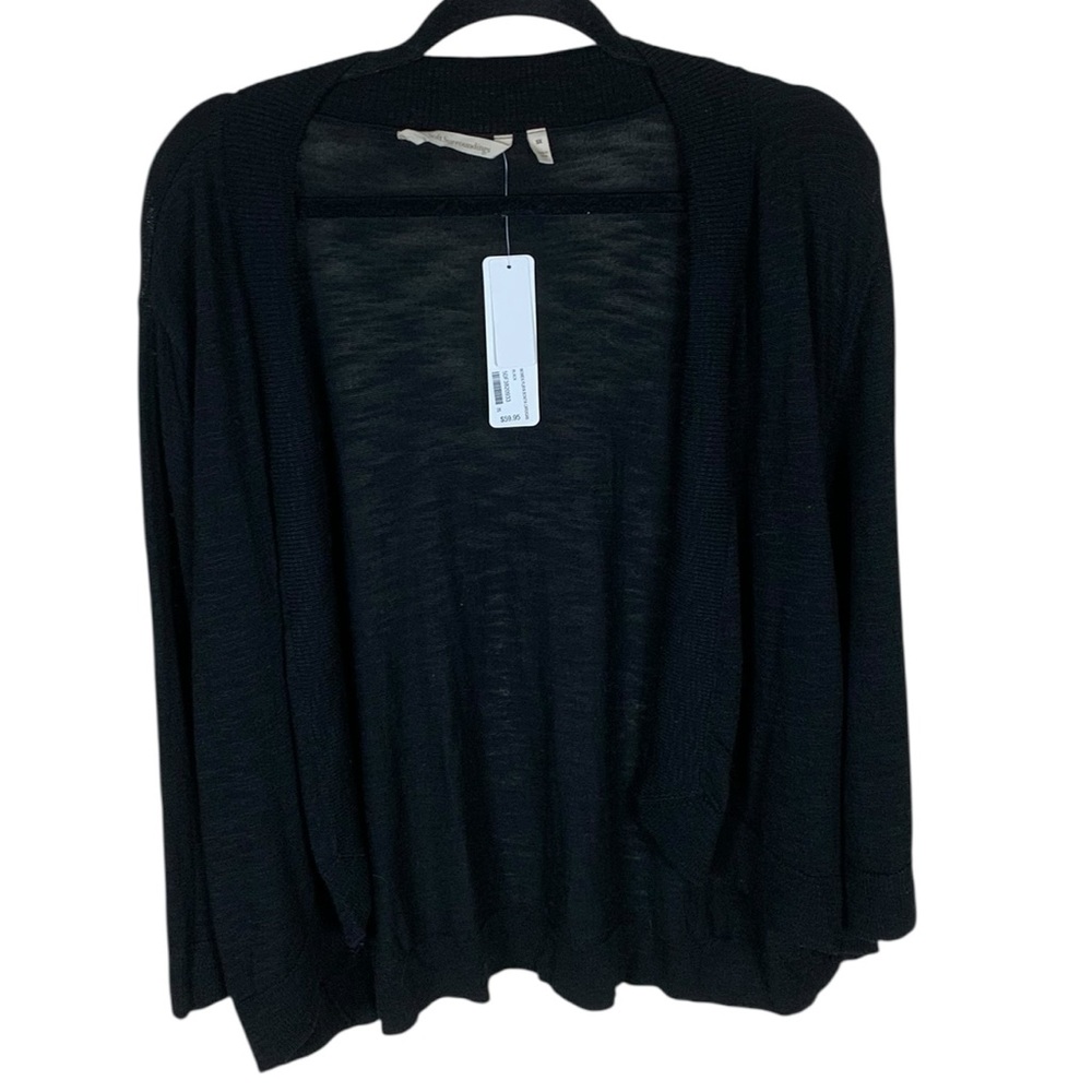 Women's Soft Surroundings Black 3/4 Sleeve Lightweight Shrug Cardigan Size 3X